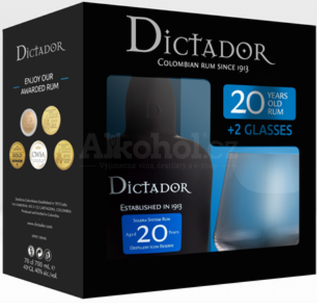 Dictador 20y 0,7l 40% + 2x sklo GB